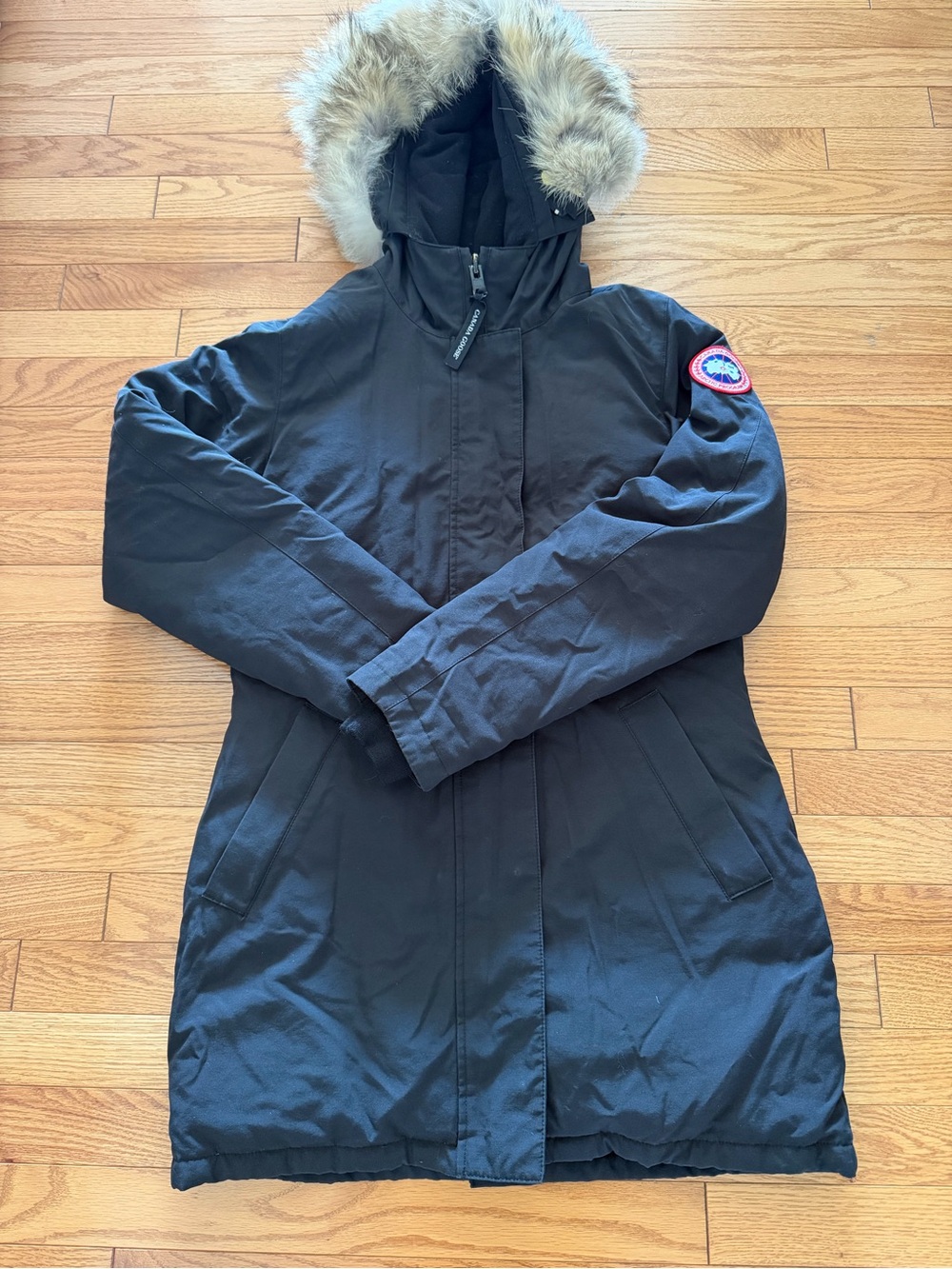 Canada Goose Black Long Parka with Faux Fur Hood $300